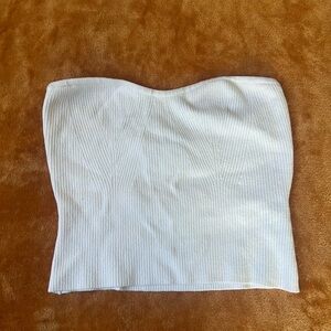 White Strapless Ribbed Top